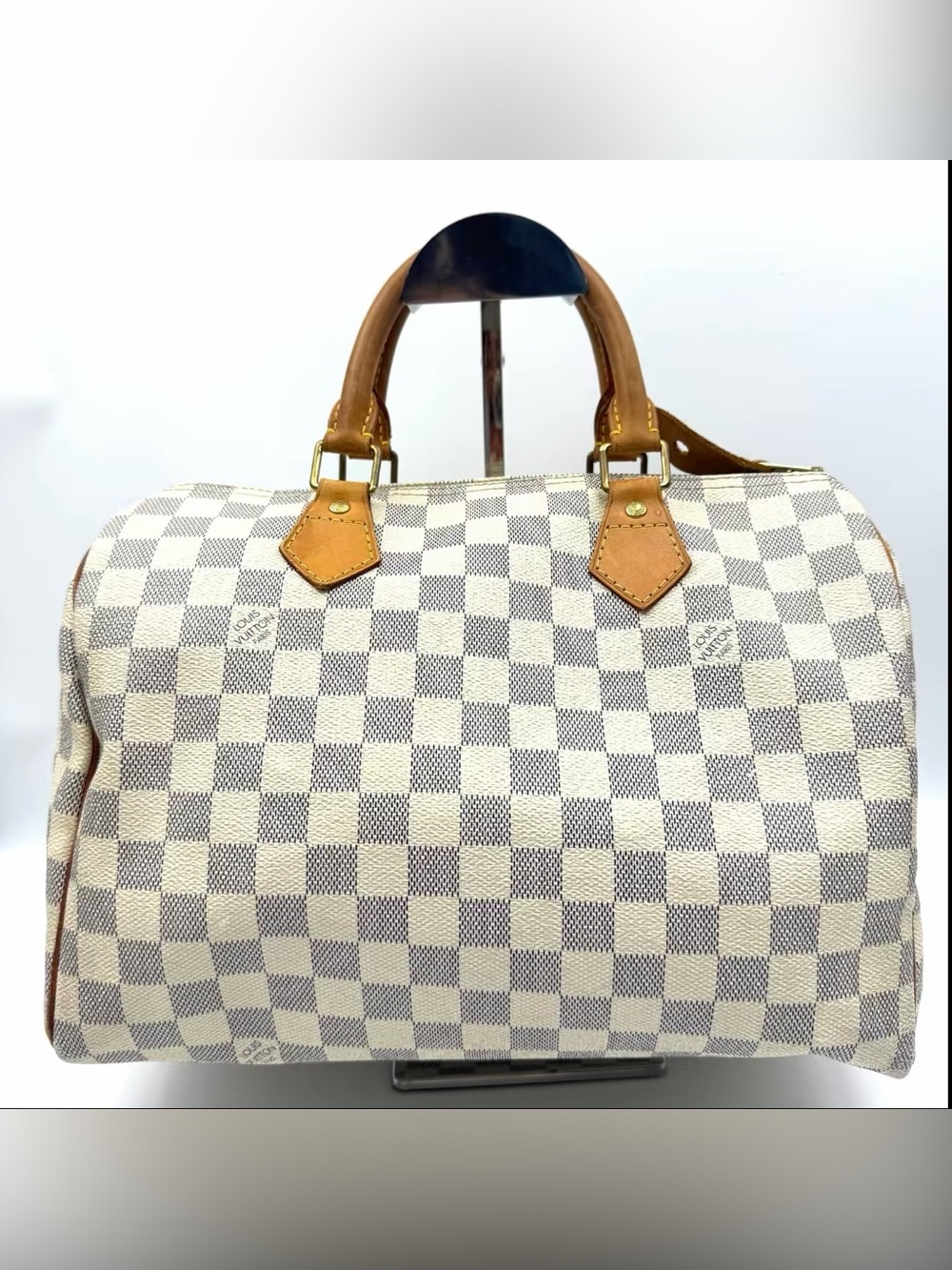 Authentic Louis Vuitton Speedy 30 in Damier Azur White/Blue/Gray LV Speedy 30